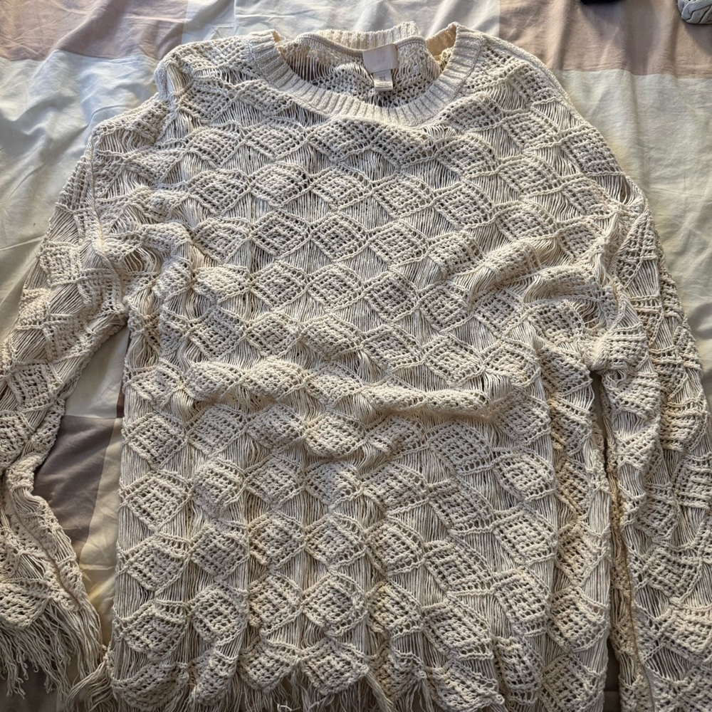 H&M Cream Textured Knit Sweater